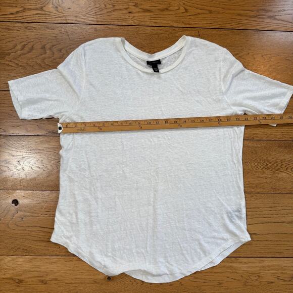 WHO What Wear T shirt Winter White 100% linen crew neck shirt sleeve tee SZ XXL - Picture 5 of 7